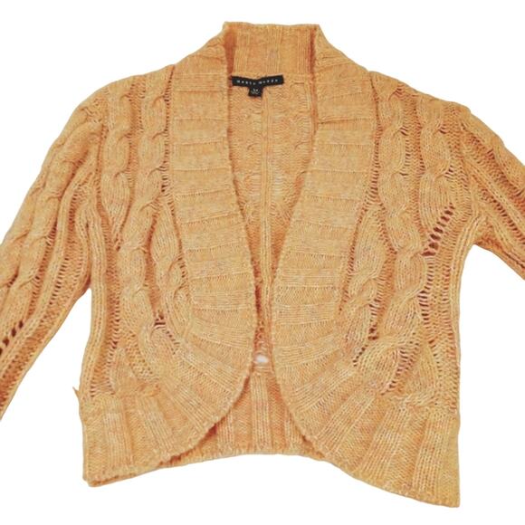 Bolero Knitted Cable Knit Sweater Size M PEACH Extra Long Sleeves Cropped Boho - Picture 16 of 16